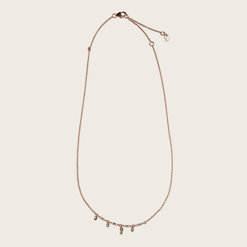 18 ct rose gold necklace with brown diamonds and one 43 cm-long rose sapphire