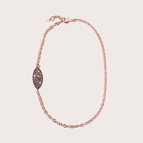 18 ct rose gold bracelet with heart-shaped brown