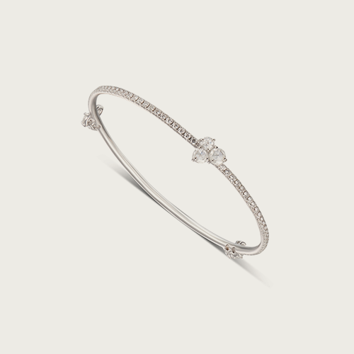 Rigid bracelet in 18 kt white gold and white diamonds