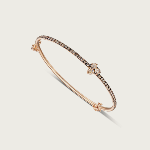 Rigid bracelet in 18 kt rose gold and brown diamonds