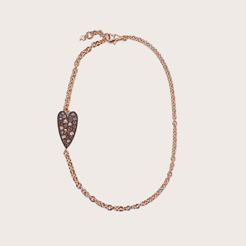 18 ct rose gold bracelet with heart-shaped brown