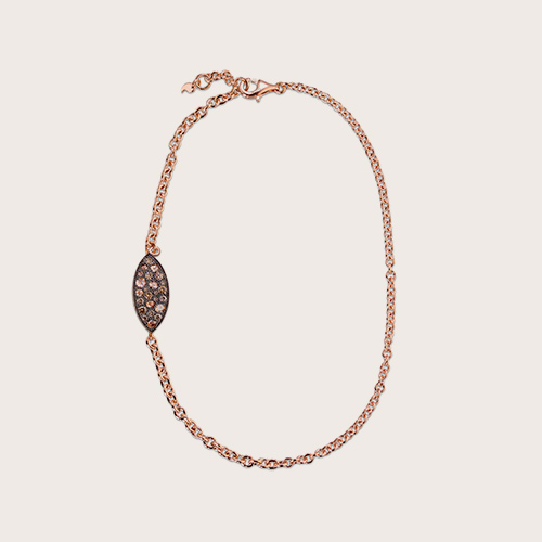 18 ct rose gold bracelet with oval-shaped rhombus brown