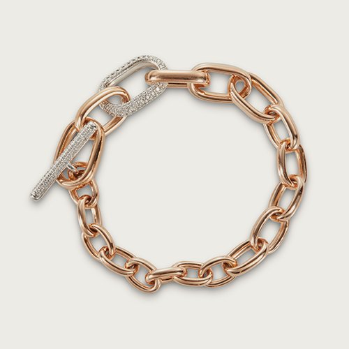 18 kt pink and white gold with white diamonds chain bracelet
