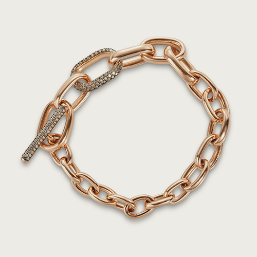 18 kt pink gold with brown diamonds chain bracelet