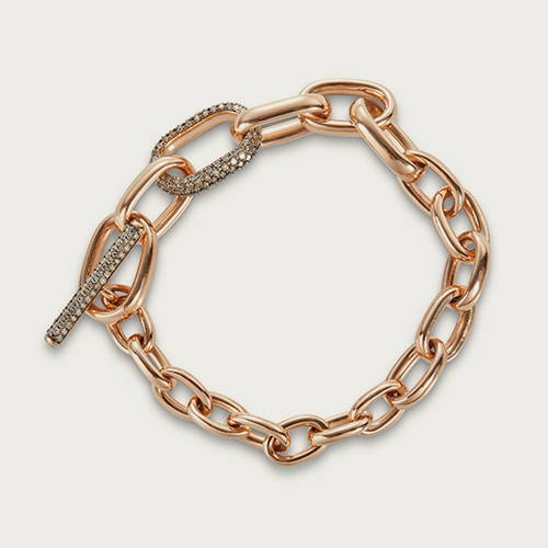 18 kt pink gold with brown diamonds chain bracelet 