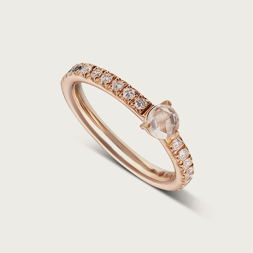 18 kt rose gold and white diamonds ring