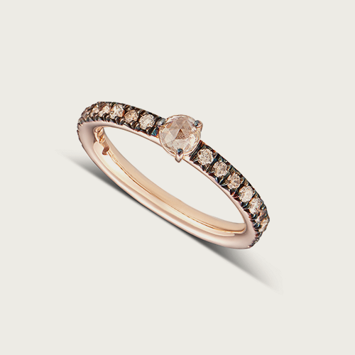 18 kt rose gold and brown diamonds ring