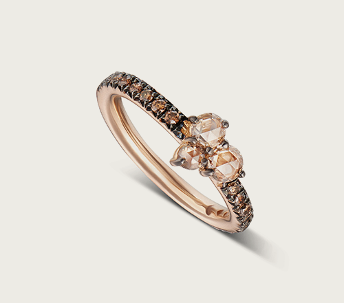 8 kt rose gold and brown diamonds ring