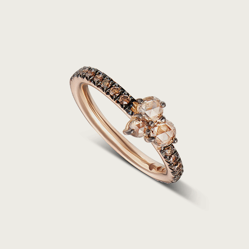 8 kt rose gold and brown diamonds ring