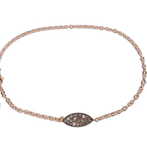18 ct rose gold bracelet with heart-shaped brown