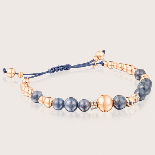 Rigid bracelet in 18 kt rose gold and black diamonds